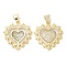 Rack Plating Brass Pendants, with Cubic Zirconia, Cadmium Free & Lead Free, Heart, Real 16K Gold Plated, 30.5x28x3mm, Hole: 6x3mm