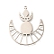 201 Stainless Steel Pendants, Laser Cut, Moon Phase Charm, Anti-Tarnish, Stainless Steel Color, 35x30x1mm, Hole: 1.5mm