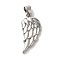 Rack Plating Brass Pendants, Cadmium Free & Lead Free, Long-Lasting Plated, Wing, Platinum, 24x11x2.5mm, Hole: 5x3.5mm