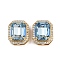 Brass Micro Pave Cubic Zirconia Multi-Strand Links, with Sky Blue Glass, Rack Plating, Cadmium Free & Lead Free, Long-Lasting Plated, Real 18K Gold Plated, Octagon, 13.5x11x7.5mm, Hole: 4.5x2.5mm and 6.5x2.5mm