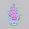 Ion Plating(IP) 304 Stainless Steel Pendants, Laser Cut, Palm with Eye, Rainbow Color, 30x18x1mm, Hole: 1.6mm