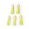 Faux Suede Tassel Pendant Decorations, with CCB Plastic Cord Ends, Light Gold, 33~35x10mm, Hole: 2.5mm