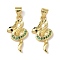 Brass Micro Pave Cubic Zirconia Pendants, Rack Plating, Snake, Lead Free & Cadmium Free, Long-Lasting Plated, Real 18K Gold Plated, 23.5x12.5x2.5mm, Hole: 4.5x3mm
