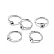 Brass Finger Ring Components, For Half Drilled Beads, Adjustable, Platinum, 16mm