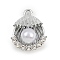Alloy Rhinestone Pendants, with Plastic Imitation Pearls, Shell Shape Charms, Platinum, 29x16x8mm, Hole: 2mm