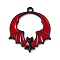 Alloy Enamel Pendants, Bat Charm, Electrophoresis Black, Red, 28x24x3mm, Hole: 1.8mm