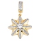 Brass Micro Pave Clear Cubic Zirconia Pendants, Cadmium Free & Lead Free, Sun Charms, Real 18K Gold Plated, 26x24x5mm, Hole: 7.5x4.5mm
