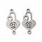 Non-Tarnish 201 Stainless Steel Connector Charms, Heart Shaped Lock Links, Stainless Steel Color, 18x9.5x1mm, Hole: 1.2mm