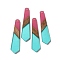 Opaque Resin & Walnut Wood Pendants, Hexagon Tie Charms, Light Blue, 49x12x3mm, Hole: 2mm