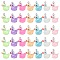 35Pcs 7 Styles Luminous Transparent Resin Pendants, Duck Charms, with Platinum Tone Iron Findings, Mixed Color, 18~20x17~18x12mm, Hole: 2mm, 5pcs/style