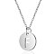 Non-Tarnish 201 Stainless Steel Initial Pendants Necklaces, with Cable Chains, Flat Round with Letter, Stainless Steel Color, Letter.F, 16.3 inch(40cm), 1mm
