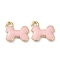 Bone Alloy Enamel Pendants, Light Gold, Pink, 11.8x12.8x2.2mm, Hole: 1.5mm