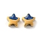 Ion Plating(IP) 304 Stainless Steel Enamel Beads, with Glitter, Star, Real 18K Gold Plated, 7x7.5x3.5mm, Hole: 2mm