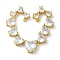 Rack Plating Brass Glass Connector Charms, Heart Links, Real 18K Gold Plated, Long-Lasting Plated, Lead Free & Cadmium Free, Clear, 82x8x5mm, Hole: 1mm