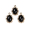 Natural Black Onyx(Dyed & Heated) Oval Charms, with Ion Plating(IP) 304 Stainless Steel Findings, Real 18K Gold Plated, 14x10x5mm, Hole: 1.2mm