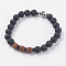 Natural Lava Rock Beads Stretch Bracelets, with Natural Rudraksha and Magnetic Clasp, 7-1/2 inch(190mm)