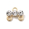 Brass Micro Pave Clear Cubic Zirconia Chandelier Components Link, Cadmium Free & Nickel Free & Lead Free, 3 Loop Connectors, Golden, 10.5x12.5x3.5mm, Hole: 2mm