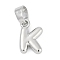 Brass Charms, Letter, Cadmium Free & Lead Free, Long-Lasting Plated, Rack Plating, Letter K, 10x6.5x2.5mm, Hole: 3x5mm