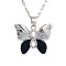 Brass Clear Cubic Zirconia Shiny Cute Cartoon Butterfly Pendant Dapped Chain Necklaces for Women, Platinum, 15.75 inch(40cm)