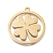 Ion Plating(IP) 304 Stainless Steel Pendants, Manual Polishing, Ring with Clover, Golden, 28.5x25.5x1.5mm, Hole: 2mm