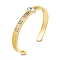 Brass Micro Pave Cubic Zirconia Open Cuff Bangles, Teardrop Evil Eye Bangles for Women, Golden, Colorful, Inner Diameter: 2-1/2 inch(6.3cm)