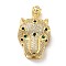 Brass Cubic Zirconia Pendants, Cadmium Free & Lead Free, Cheetah Charms, Real 18K Gold Plated, Clear, 25.5x25.5x9.5mm, Hole: 4.5x7.5mm
