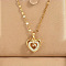 Heart Brass Micro Pave Clear Cubic Zirconia Pendant Necklaces, Golden, 15.75 inch(40cm)