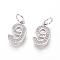Brass Micro Pave Clear Cubic Zirconia Charms, with Jump Ring, Number, Platinum, Num.9, 12.5x7.5x2mm, Hole: 3mm