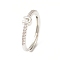 Clear Cubic Zirconia Initial Letter Adjustable Ring, Platinum Brass Jewelry for Women, Cadmium Free & Lead Free, Letter.U, Inner Diameter: 18mm
