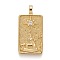 Brass Micro Pave Clear Cubic Zirconia Pendants, Real 18K Gold Plated, Tarot Card Charms, The Star, The Star XVII, 30x15x4mm, Hole: 3~4mm