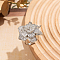 Brass Micro Pave Cubic Zirconia Finger Rings for Women, Flower, Silver, 40x40mm, Inner Diameter: 18mm