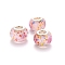 Handmade Lampwork European Beads, Large Hole Rondelle Beads, with Platinum Tone Brass Double Cores, Colorful, 14~15x9~10mm, Hole: 5mm