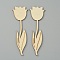 Unfinished Wood Sheet, Wood Flower Cutouts, Tulip Shape, Cornsilk, 15.2x4.7x0.25cm