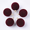 Flocky Acrylic Pendants, with Brass Findings, Round, Golden, Dark Red, 18x14mm, Hole: 1.6mm