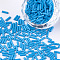 Baking Paint Glass Bugle Beads, Round Hole, Deep Sky Blue, 6~6.5x2mm, Hole: 0.8mm, about 30000pcs/bag