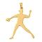 304 Stainless Steel Pendants, Laser Cut, Baseball Pitcher Charm, Real 18K Gold Plated, 40x32x1.5mm, Hole: 6x3mm