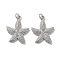 Rack Plating Brass Pendants, with Jump Ring, Lead Free & Cadmium Free, Long-Lasting Plated, Starfish Charm, Platinum, 24.5x19.5x3mm, Hole: 3.5mm