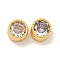 Brass Micro Pave Clear Cubic Zirconia European Beads, Large Hole Beads, Flat Round, Cadmium Free & Nickel Free & Lead Free, Real 18K Gold Plated, 6x4mm, Hole: 1mm