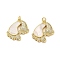 Brass Micro Pave Clear Cubic Zirconia Pendants, Cadmium Free & Lead Free, with Shell, Jump Ring, Angel, Real 18K Gold Plated, 21x19x2mm, Hole: 3.5mm