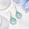 304 Stainless Steel Dangle Earrings, with Glass, Teardrop, Golden, Cyan, 58x23.5mm