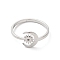 Non-Tarnish 304 Stainless Steel Moon & Sun Open Cuff Ring for Women, Stainless Steel Color, Inner Diameter: 17mm