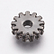 Brass Micro Pave Cubic Zirconia Bead Spacers, Flat Round/Gear, Clear, Gunmetal, 8x2mm, Hole: 2mm