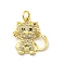 Brass Micro Pave Cubic Zirconia Pendants, Cadmium Free & Lead Free, Cat Shape, Medium Violet Red, 18x15.5x2.3mm