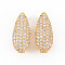 Brass Micro Pave Clear Cubic Zirconia Twister Clasps, Nickel Free, Teardrop, Real 18K Gold Plated, 21x9x10mm, Hole: 1.2mm