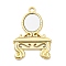 Glass Mirror Pendants, Dresser, with Alloy Findings, Golden, 49.5x32.5x3mm, Hole: 3.5mm