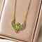Hip-hop Style Brass Micro Pave Green Cubic Zirconia Wing Pendant Necklaces, Perfect for Everyday Wear, Golden, 15.75 inch(40cm)