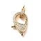 Brass Clear Cubic Zirconia Lobster Claw Clasps, with Tube Bail, Real 18K Gold Plated, 20.5x14x5.5mm, Hole: 1.8mm