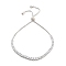 Brass Pave Clear Cubic Zirconia Square Box Chain Slider Bracelets, Nickle Free, Long-Lasting Plated, Platinum, 10-1/4 inch(26cm)