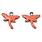 Autumn Theme 201 Stainless Steel Enamel Charms, Dragonfly, Stainless Steel Color, Coral, 11.5x12x1.5mm, Hole: 1.2mm