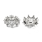 Brass Micro Pave Clear Cubic Zirconia Bead Caps, Cadmium Free & Nickel Free & Lead Free, Flower, Platinum, 16x6mm, Hole: 3mm